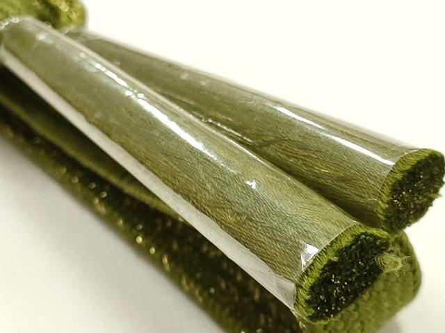 平和屋着物●和装小物　帯締め・帯揚げセット　高麗組　金糸　大島紬美術館　間道　暈し　金通し地　正絹　逸品　未使用　AABK9785ay