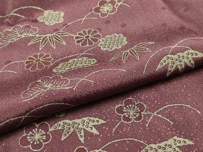 平和屋着物●和装小物　帯締め・帯揚げセット　平組　あい美苑　松竹梅芝花文　銀彩　正絹　逸品　未使用　AABK9786ay
