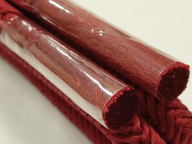 平和屋着物●和装小物　帯締め・帯揚げセット　華美裳　丸組　色無地　緋色　正絹　逸品　未使用　AABK9792ay