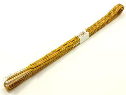平和屋着物●和装小物　帯締め・帯揚げセット　平組　地紙花文　金彩　暈し染め　正絹　逸品　未使用　AABK9799ay