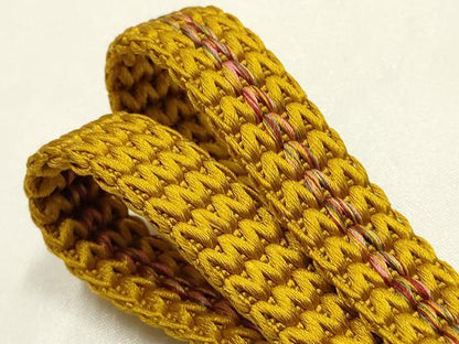 平和屋着物●和装小物　帯締め・帯揚げセット　平組　地紙花文　金彩　暈し染め　正絹　逸品　未使用　AABK9799ay
