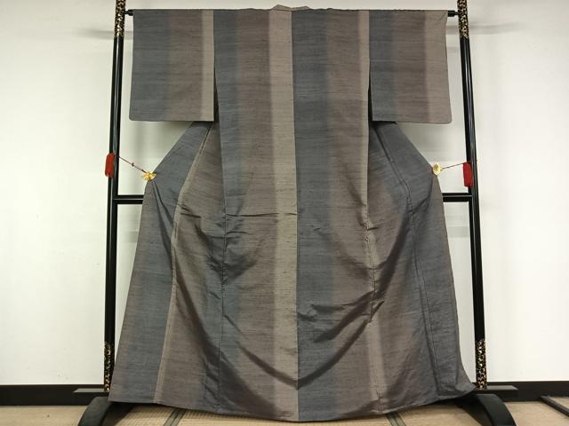 平和屋着物▽上質な紬　単衣　間道　正絹　逸品　AABK9802jh