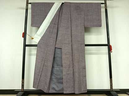 平和屋着物▽上質な紬　単衣　立涌文　正絹　逸品　AABK9804jh
