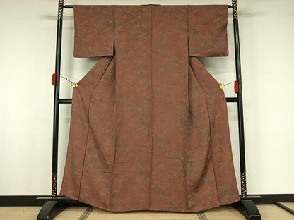 平和屋着物▽江戸小紋　単衣　風景文　正絹　逸品　AABK9805jh