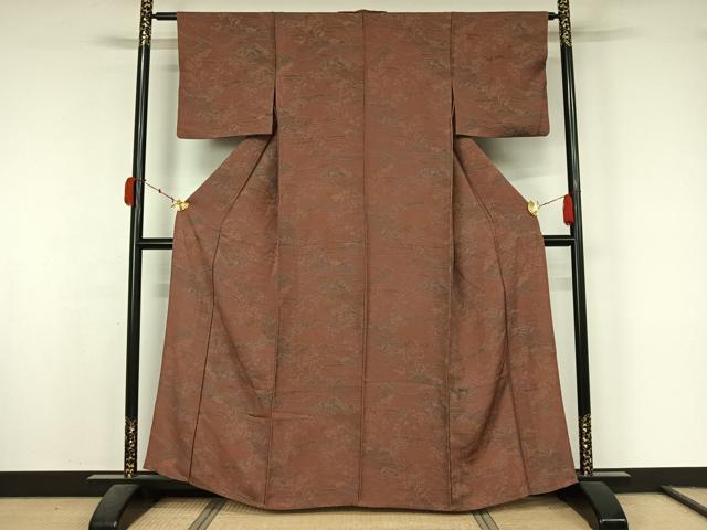 平和屋着物▽江戸小紋　単衣　風景文　正絹　逸品　AABK9805jh