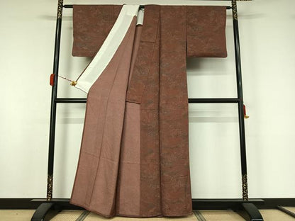 平和屋着物▽江戸小紋　単衣　風景文　正絹　逸品　AABK9805jh