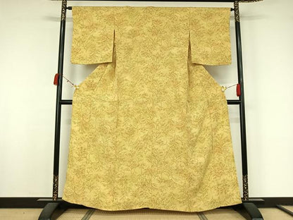 平和屋着物▽上質な小紋　単衣　樹林文　正絹　逸品　AABK9810jh