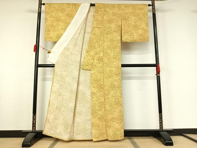 平和屋着物▽上質な小紋　単衣　樹林文　正絹　逸品　AABK9810jh