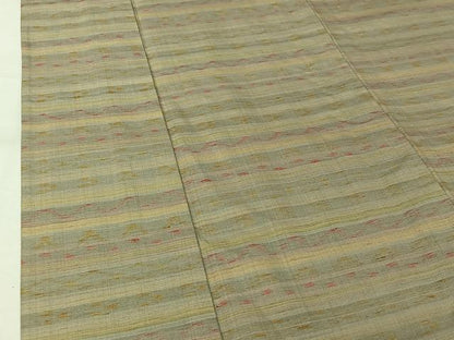 平和屋着物▽信州紬　単衣　横段文　証紙付き　正絹　逸品　AABK9814jh