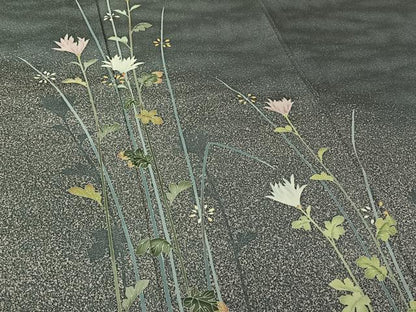 平和屋着物▽本加賀友禅作家　清藤宏　訪問着　単衣　草花文　正絹　逸品　AABK9818jh