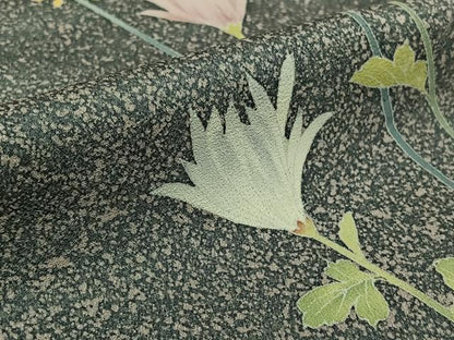平和屋着物▽本加賀友禅作家　清藤宏　訪問着　単衣　草花文　正絹　逸品　AABK9818jh