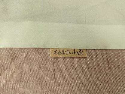 平和屋着物▽本加賀友禅作家　成竹登茂男　訪問着　単衣　白山紬　枝花文　ますいわ屋扱い　正絹　逸品　AABK9819jh