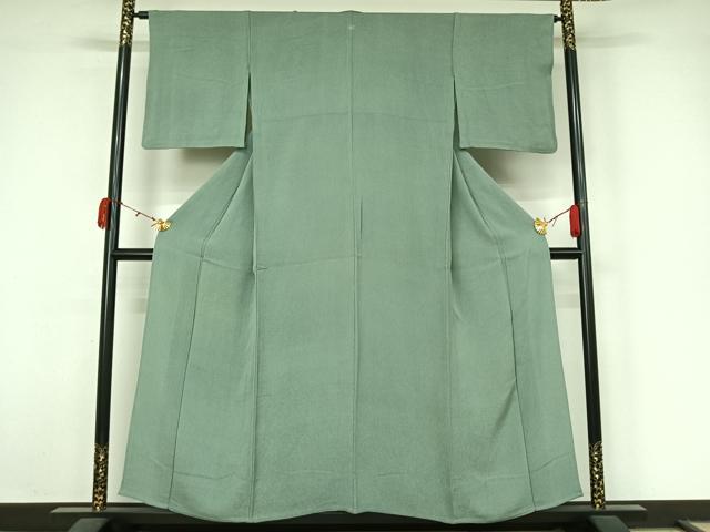 平和屋着物▽上質な色無地　単衣　薄青色　鬼しぼ縮緬　正絹　逸品　AABK9821jh