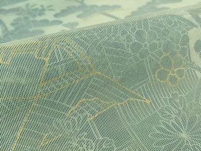 平和屋着物▽訪問着　無双　紗袷　紗×紗　風景松竹梅文　金彩　正絹　逸品　AABK9822jh