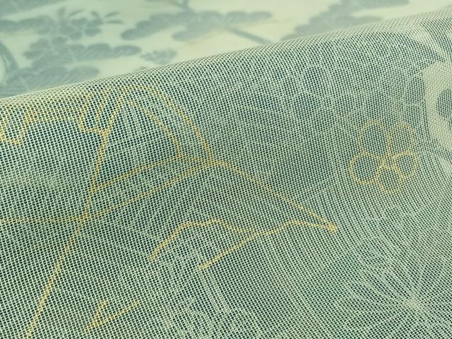 平和屋着物▽訪問着　無双　紗袷　紗×紗　風景松竹梅文　金彩　正絹　逸品　AABK9822jh