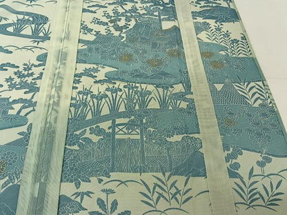 平和屋着物▽訪問着　無双　紗袷　紗×紗　風景松竹梅文　金彩　正絹　逸品　AABK9822jh