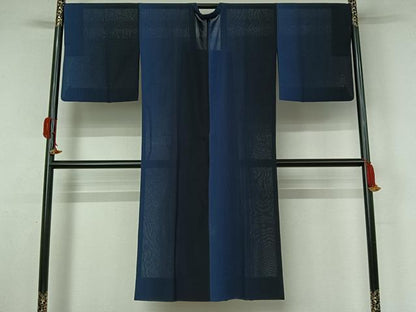 平和屋着物▽道行コート　スリーシーズン　春夏秋　塵除け　縞　ロング丈　正絹　逸品　AABK9823jh