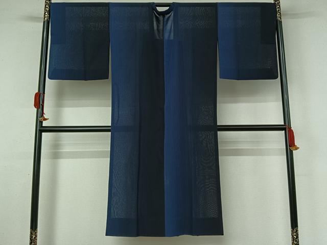 平和屋着物▽道行コート　スリーシーズン　春夏秋　塵除け　縞　ロング丈　正絹　逸品　AABK9823jh