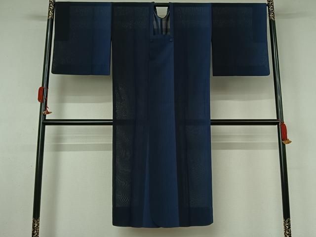 平和屋着物▽道行コート　スリーシーズン　春夏秋　塵除け　縞　ロング丈　正絹　逸品　AABK9823jh