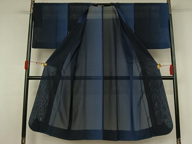 平和屋着物▽道行コート　スリーシーズン　春夏秋　塵除け　縞　ロング丈　正絹　逸品　AABK9823jh