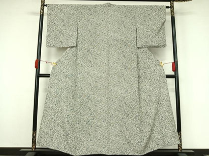 平和屋着物▽上質な小紋　単衣　草花文　正絹　逸品　AABK9826jh