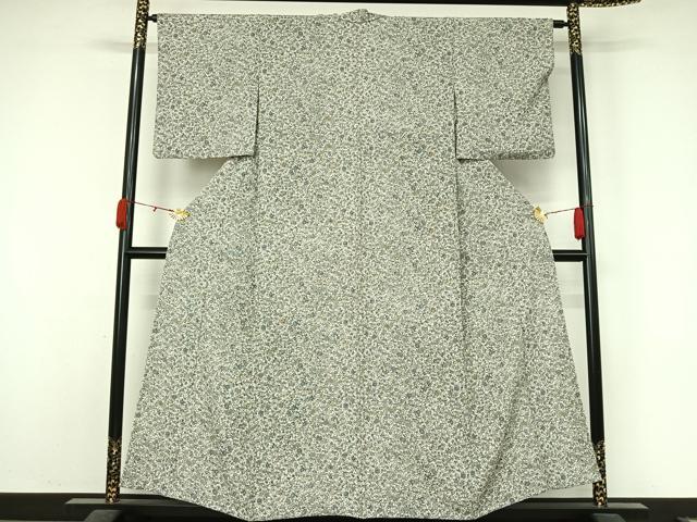 平和屋着物▽上質な小紋　単衣　草花文　正絹　逸品　AABK9826jh
