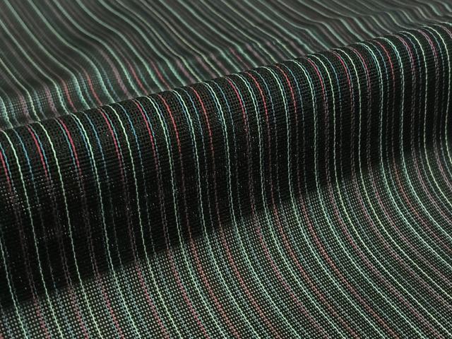 平和屋着物▽道行コート　スリーシーズン　春夏秋　塵除け　縞　黒地　ロング丈　正絹　逸品　AABK9830jh