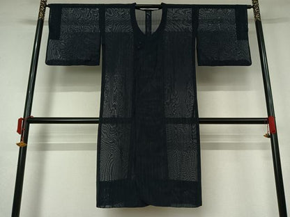 平和屋着物▽道行コート　スリーシーズン　春夏秋　塵除け　縞　三越扱い　ロング丈　正絹　逸品　AABK9833jh