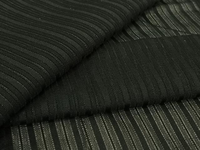 平和屋着物▽道行コート　スリーシーズン　春夏秋　塵除け　縞　黒地　ロング丈　正絹　逸品　AABK9834jh