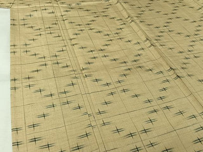 平和屋着物▽上質な紬　単衣　幾何学文様　正絹　逸品　AABK9836jh