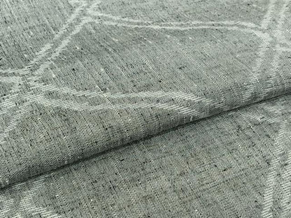 平和屋着物▽上質な紬　単衣　幾何学文様　正絹　逸品　AABK9838jh