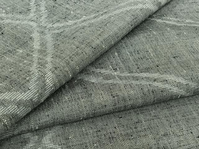 平和屋着物▽上質な紬　単衣　幾何学文様　正絹　逸品　AABK9838jh