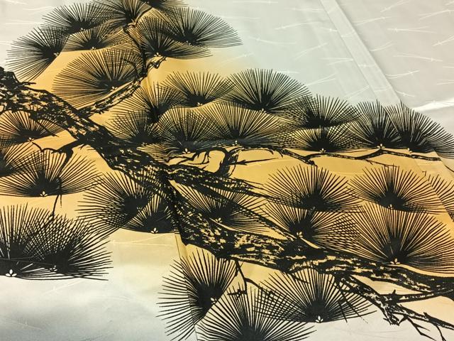 平和屋着物▽男性 訪問着 単衣 松文 暈し染め 洗える着物 AABK9839jh