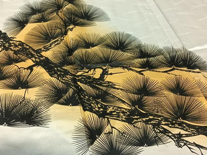 平和屋着物▽男性　訪問着　単衣　松文　暈し染め　洗える着物　AABK9839jh