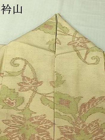 平和屋着物▽上質な紬　単衣　更紗花文　鈴乃屋扱い　正絹　逸品　AABK9841jh