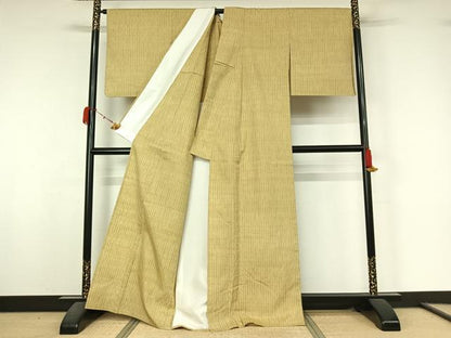 平和屋着物▽上質な紬　単衣　立涌文　正絹　逸品　AABK9842jh