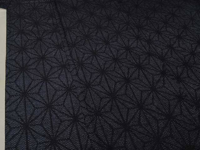 平和屋着物▽上質な紬　単衣　麻の葉文様　三越扱い　正絹　逸品　AABK9845jh