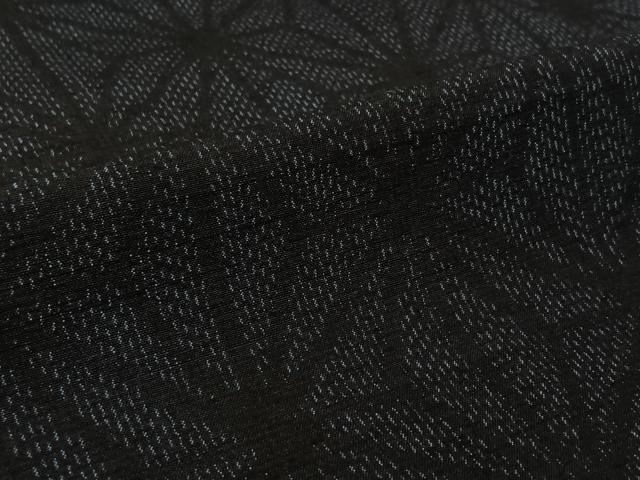平和屋着物▽上質な紬　単衣　麻の葉文様　三越扱い　正絹　逸品　AABK9845jh