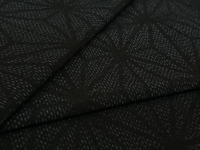 平和屋着物▽上質な紬　単衣　麻の葉文様　三越扱い　正絹　逸品　AABK9845jh