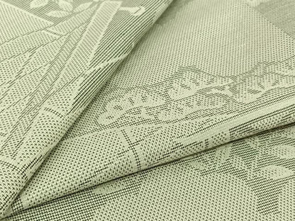 平和屋着物▽お召　単衣　風景松文　正絹　逸品　AABK9846jh