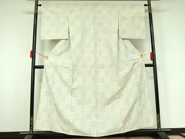 平和屋着物▽結城紬　単衣　100亀甲　吉祥文　正絹　逸品　AABK9848jh
