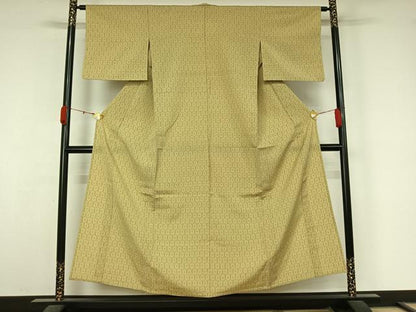 平和屋着物▽上質な紬　単衣　亀甲柄　正絹　逸品　AABK9850jh