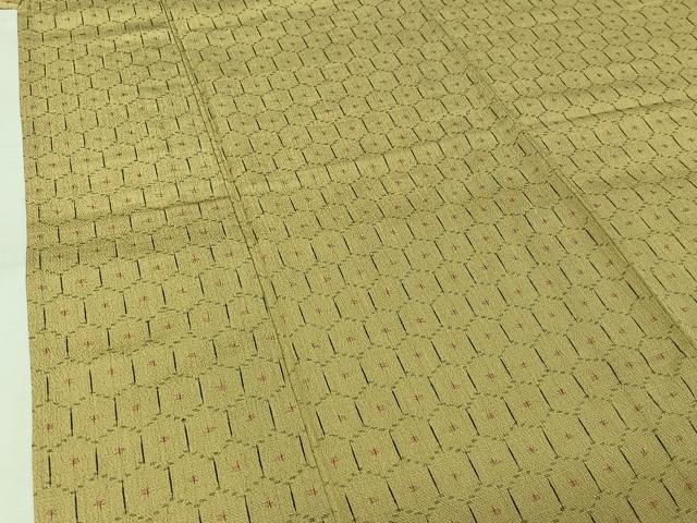 平和屋着物▽上質な紬　単衣　亀甲柄　正絹　逸品　AABK9850jh