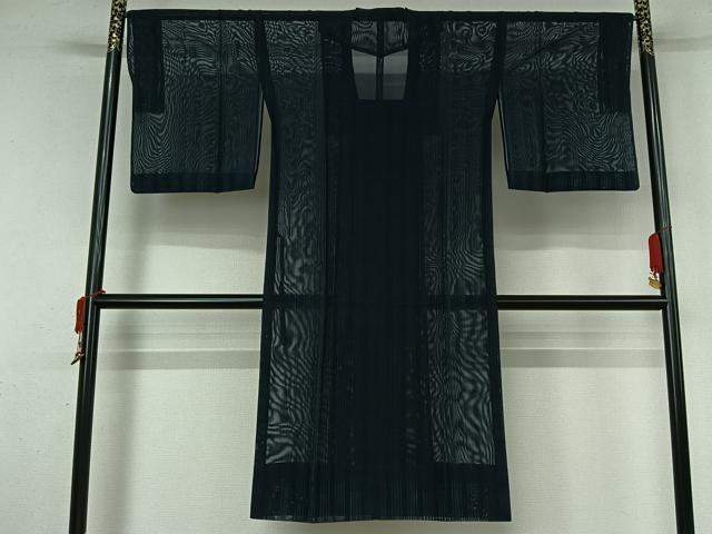 平和屋着物▽道行コート　スリーシーズン　春夏秋　塵除け　縞　ロング丈　正絹　逸品　AABK9856jh