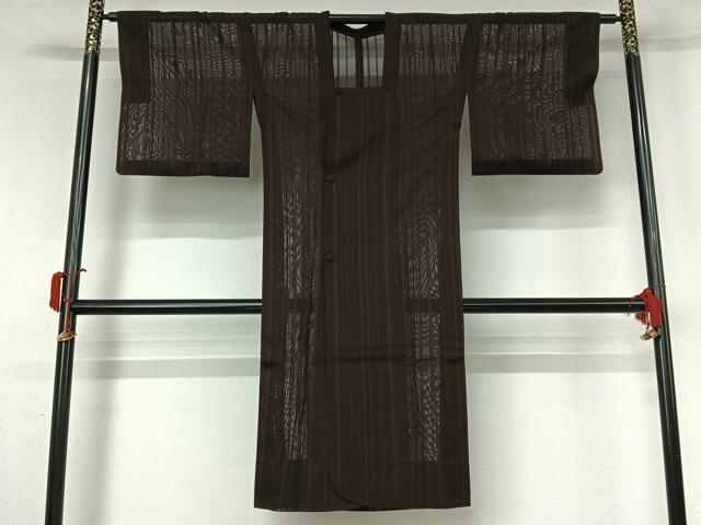 平和屋着物▽道行コート　スリーシーズン　春夏秋　塵除け　縞　ロング丈　正絹　逸品　AABK9857jh