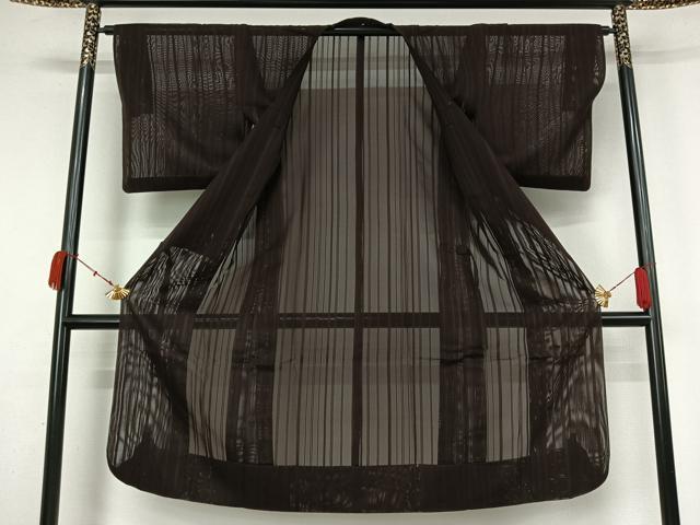平和屋着物▽道行コート　スリーシーズン　春夏秋　塵除け　縞　ロング丈　正絹　逸品　AABK9857jh