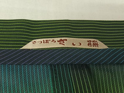 平和屋着物▽道行コート　スリーシーズン　春夏秋　塵除け　横段文　暈し染め　ロング丈　正絹　逸品　AABK9858jh