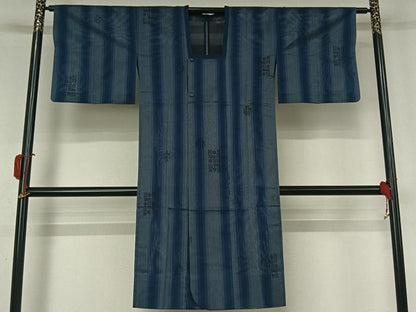 平和屋着物▽道行コート　スリーシーズン　春夏秋　塵除け　幾何学文様　ロング丈　正絹　逸品　AABK9859jh