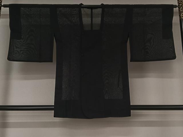 平和屋着物▽道行コート　スリーシーズン　春夏秋　塵除け　黒地　正絹　逸品　AABK9860jh