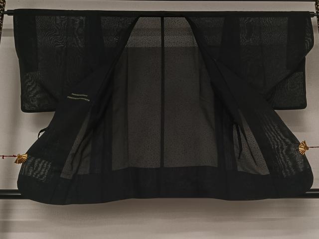 平和屋着物▽道行コート　スリーシーズン　春夏秋　塵除け　黒地　正絹　逸品　AABK9860jh